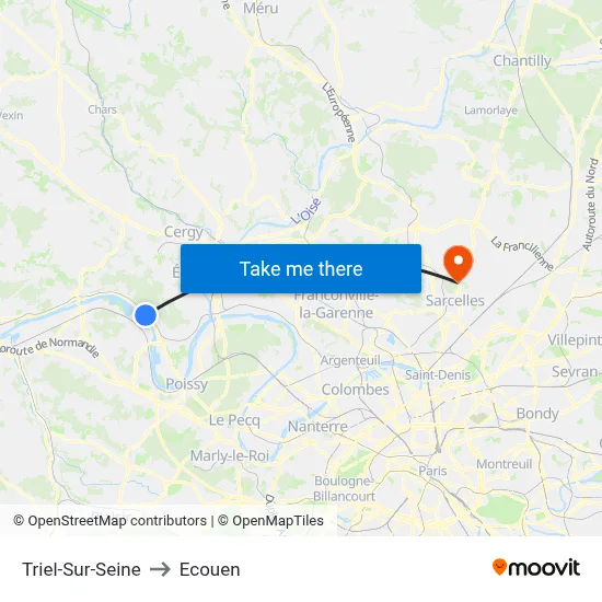 Triel-Sur-Seine to Ecouen map