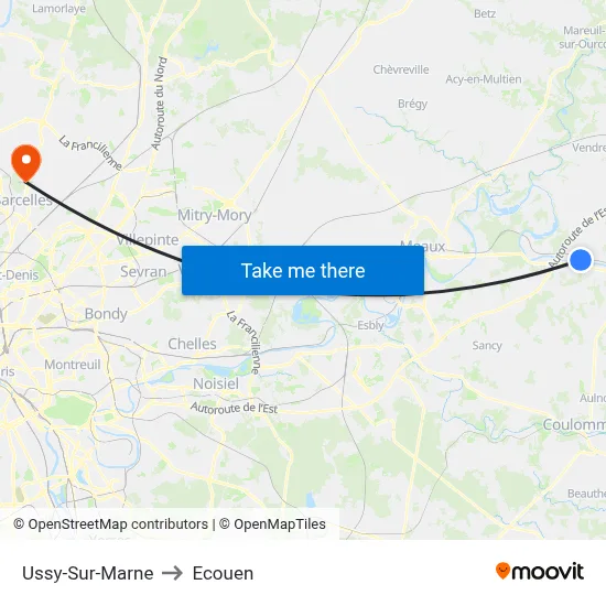 Ussy-Sur-Marne to Ecouen map
