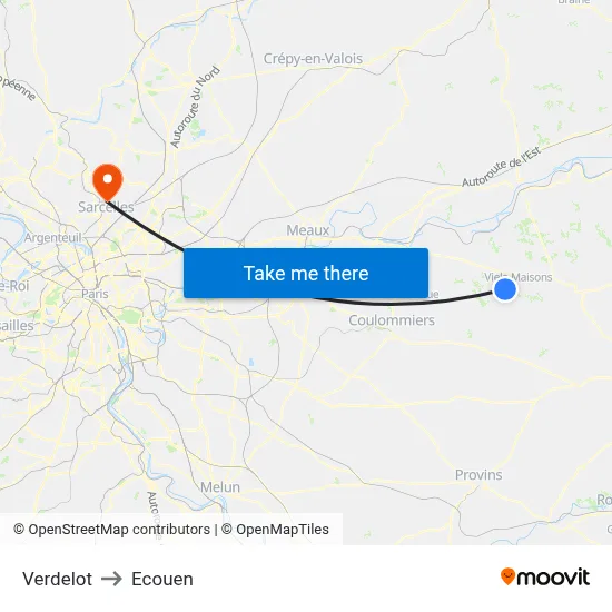 Verdelot to Ecouen map