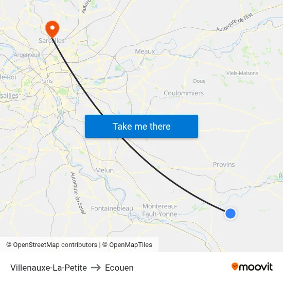 Villenauxe-La-Petite to Ecouen map