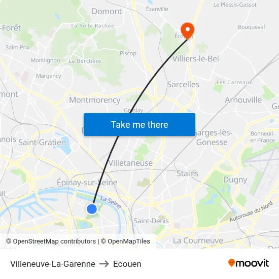 Villeneuve-La-Garenne to Ecouen map