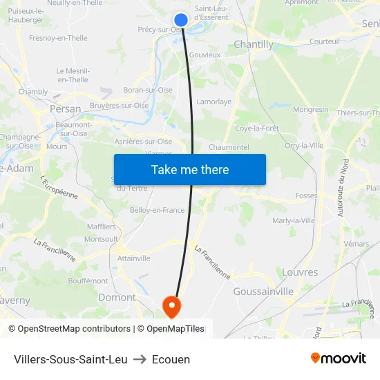 Villers-Sous-Saint-Leu to Ecouen map