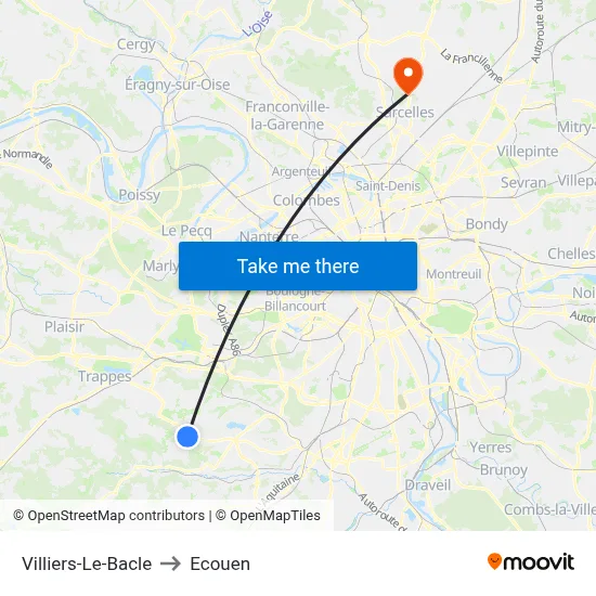 Villiers-Le-Bacle to Ecouen map