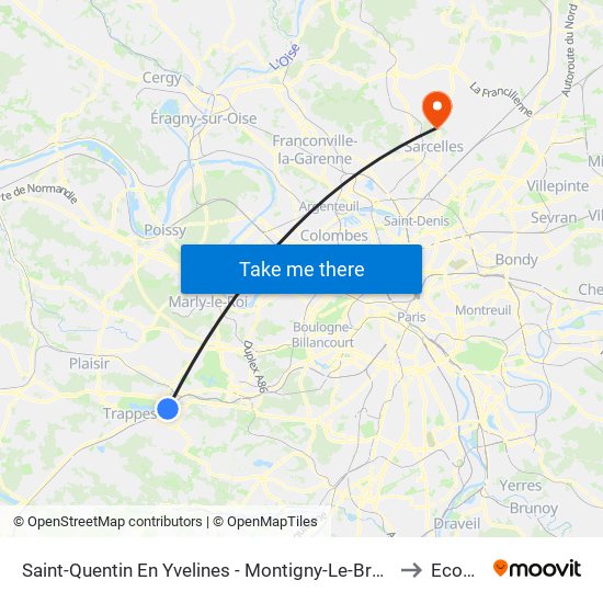 Saint-Quentin En Yvelines - Montigny-Le-Bretonneux to Ecouen map