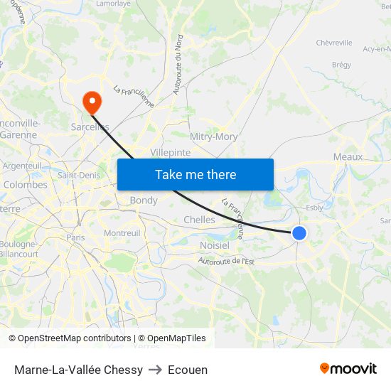 Marne-La-Vallée Chessy to Ecouen map