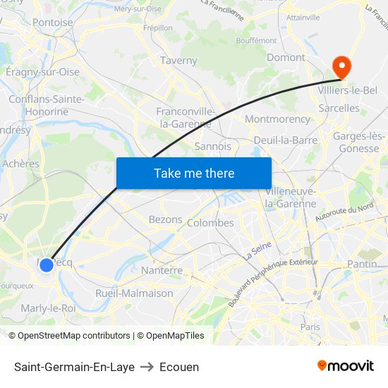 Saint-Germain-En-Laye to Ecouen map