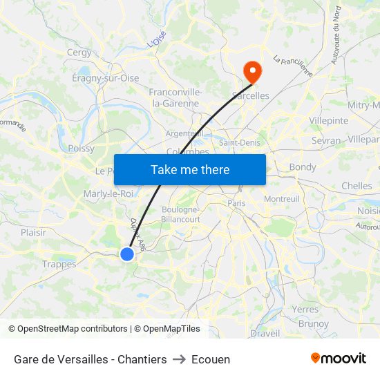 Gare de Versailles - Chantiers to Ecouen map