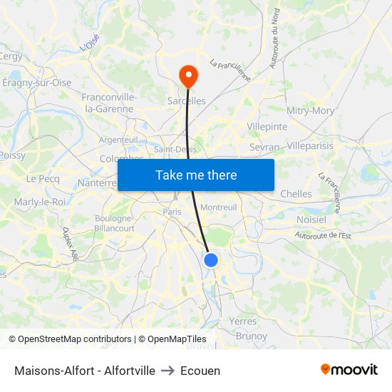 Maisons-Alfort - Alfortville to Ecouen map