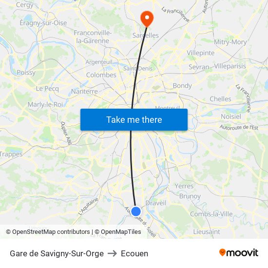 Gare de Savigny-Sur-Orge to Ecouen map