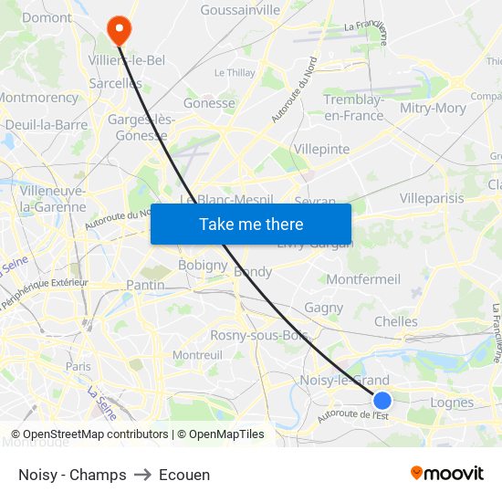 Noisy - Champs to Ecouen map