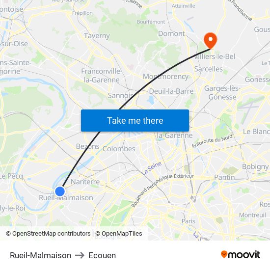 Rueil-Malmaison to Ecouen map