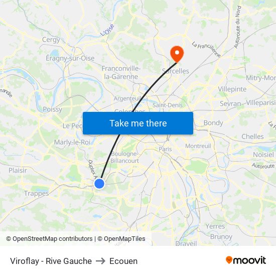 Viroflay - Rive Gauche to Ecouen map