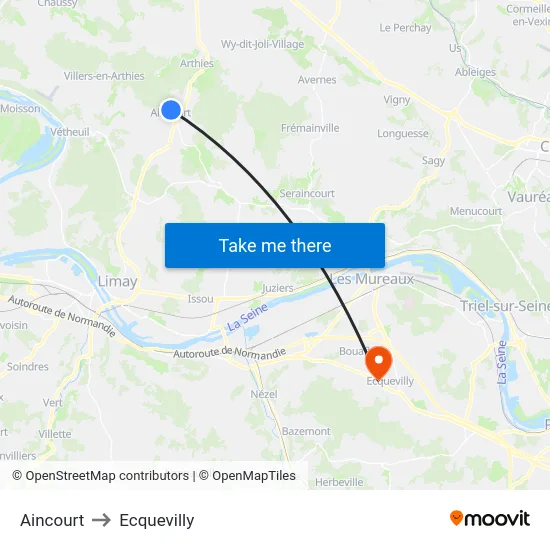 Aincourt to Ecquevilly map