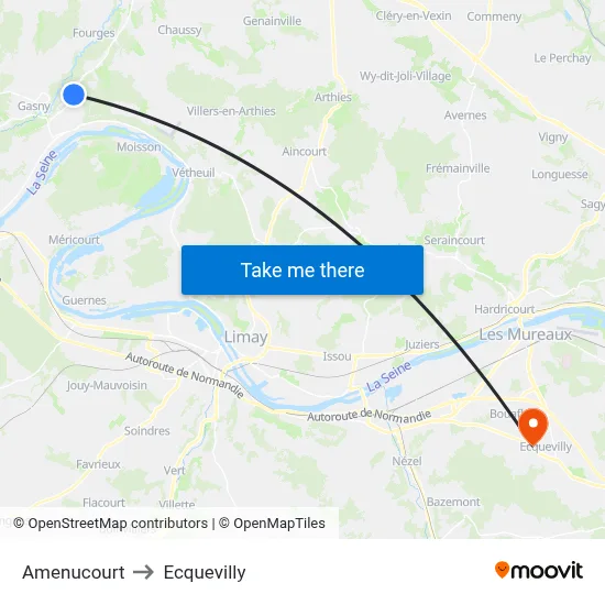 Amenucourt to Ecquevilly map