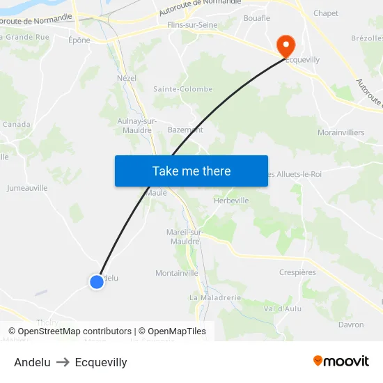 Andelu to Ecquevilly map