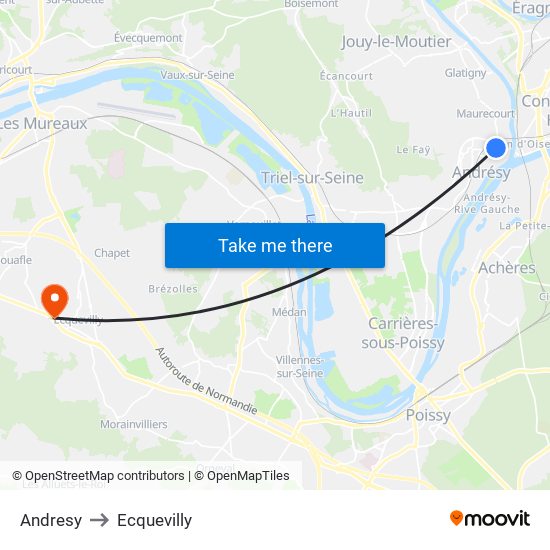 Andresy to Ecquevilly map