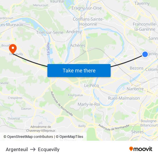 Argenteuil to Ecquevilly map