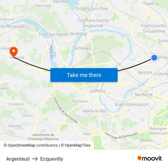 Argenteuil to Ecquevilly map