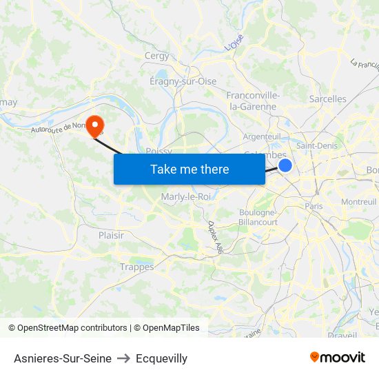 Asnieres-Sur-Seine to Ecquevilly map