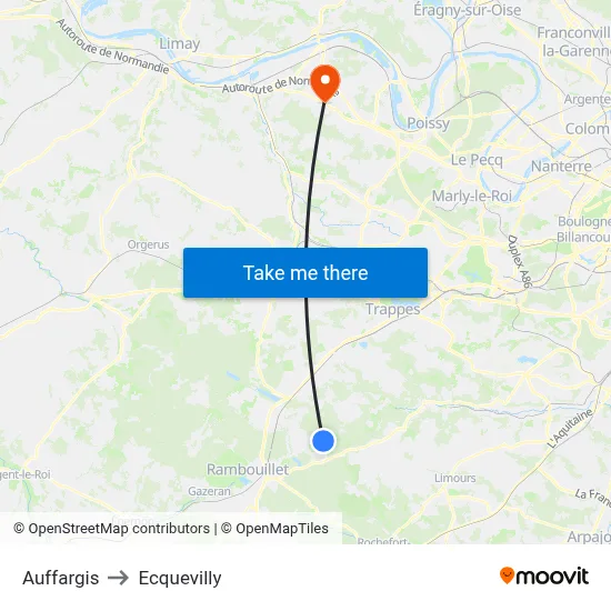 Auffargis to Ecquevilly map