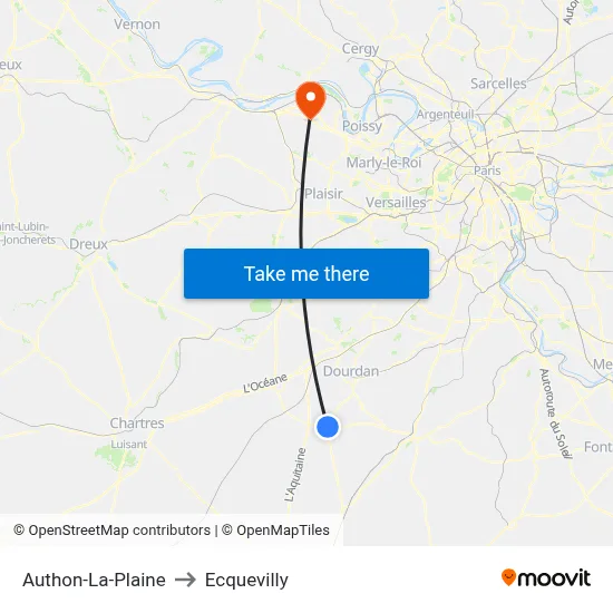 Authon-La-Plaine to Ecquevilly map