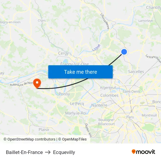 Baillet-En-France to Ecquevilly map