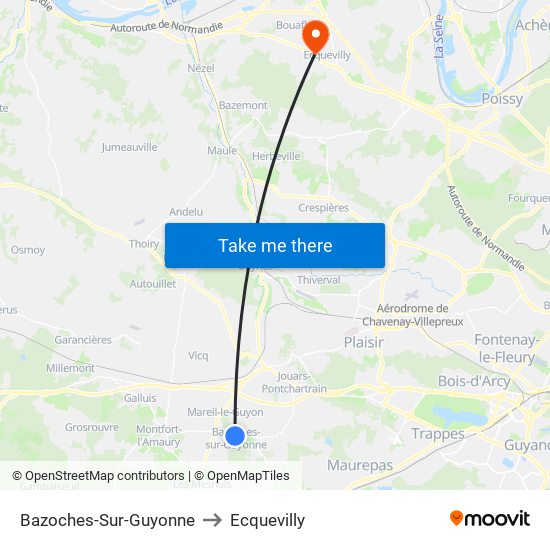 Bazoches-Sur-Guyonne to Ecquevilly map