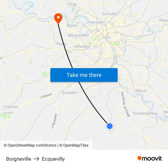 Boigneville to Ecquevilly map