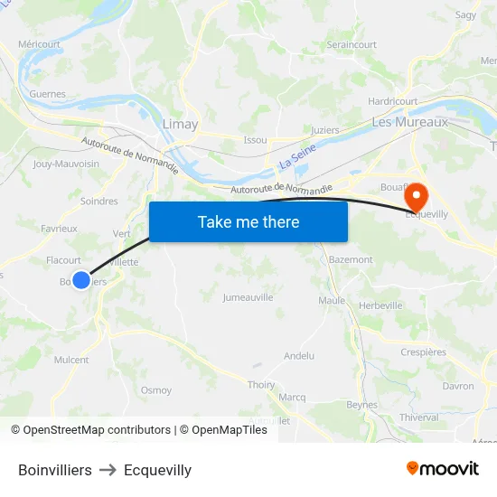 Boinvilliers to Ecquevilly map