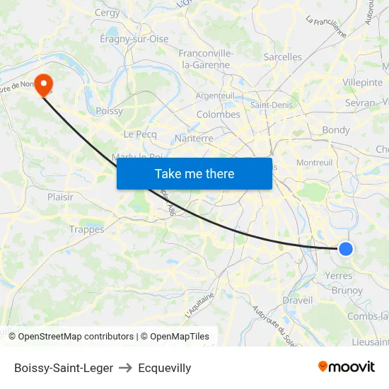 Boissy-Saint-Leger to Ecquevilly map