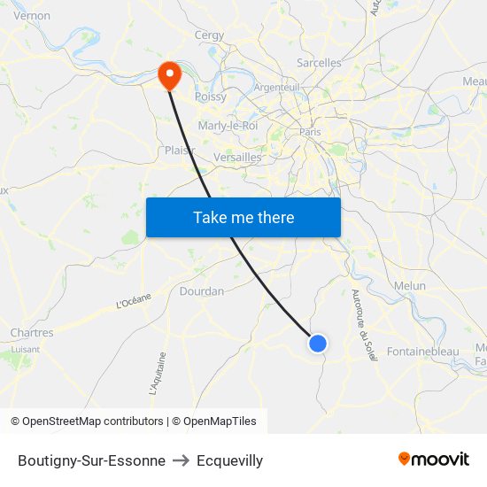 Boutigny-Sur-Essonne to Ecquevilly map