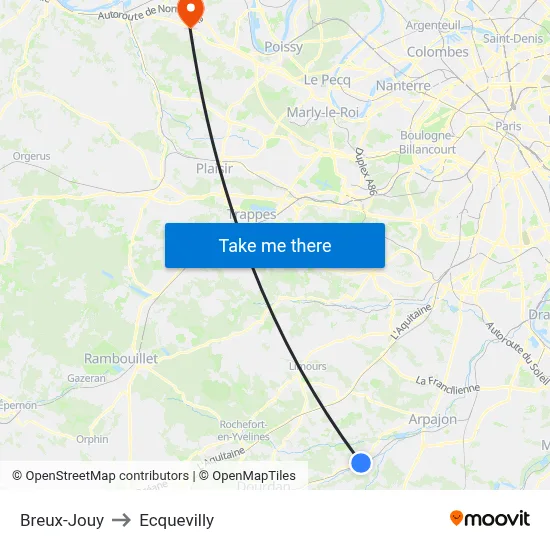 Breux-Jouy to Ecquevilly map