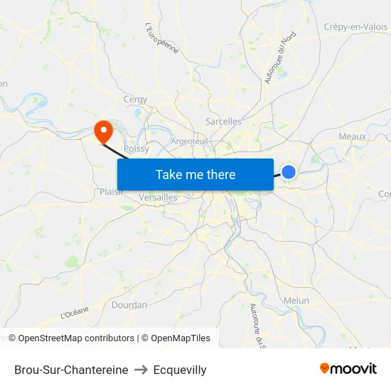 Brou-Sur-Chantereine to Ecquevilly map