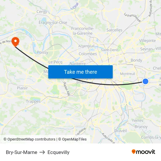 Bry-Sur-Marne to Ecquevilly map