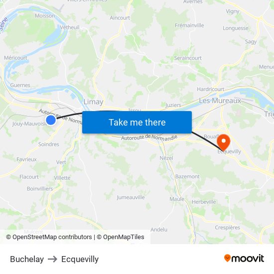 Buchelay to Ecquevilly map