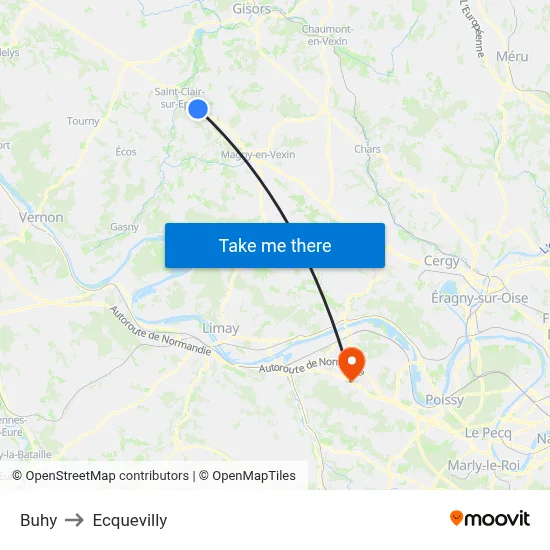 Buhy to Ecquevilly map