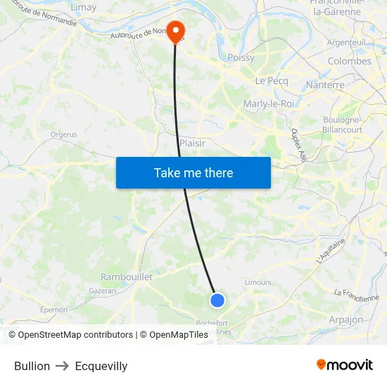Bullion to Ecquevilly map