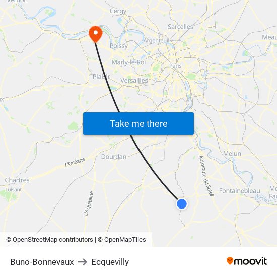 Buno-Bonnevaux to Ecquevilly map