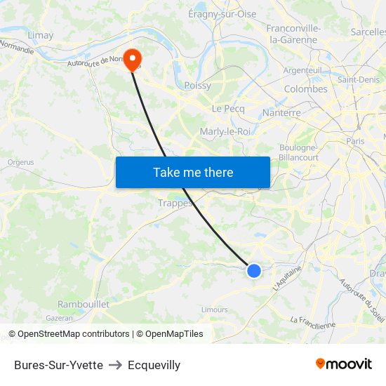 Bures-Sur-Yvette to Ecquevilly map