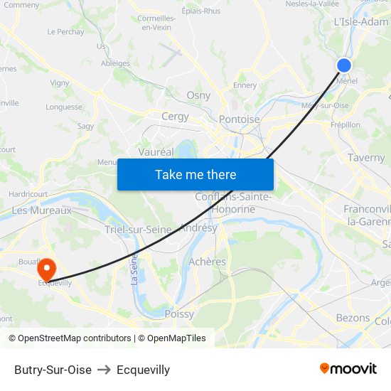 Butry-Sur-Oise to Ecquevilly map