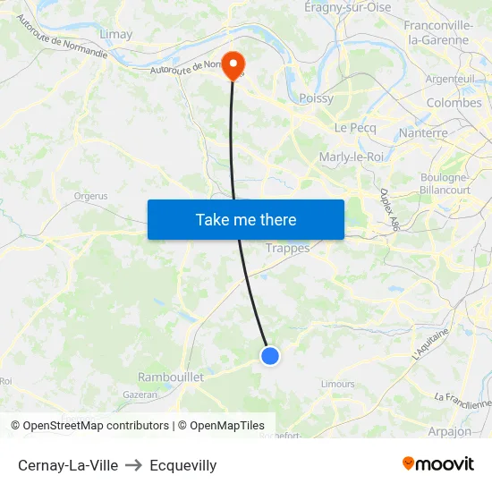 Cernay-La-Ville to Ecquevilly map