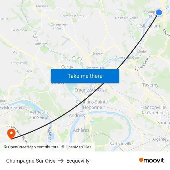 Champagne-Sur-Oise to Ecquevilly map