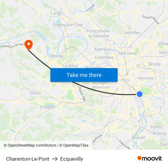 Charenton-Le-Pont to Ecquevilly map
