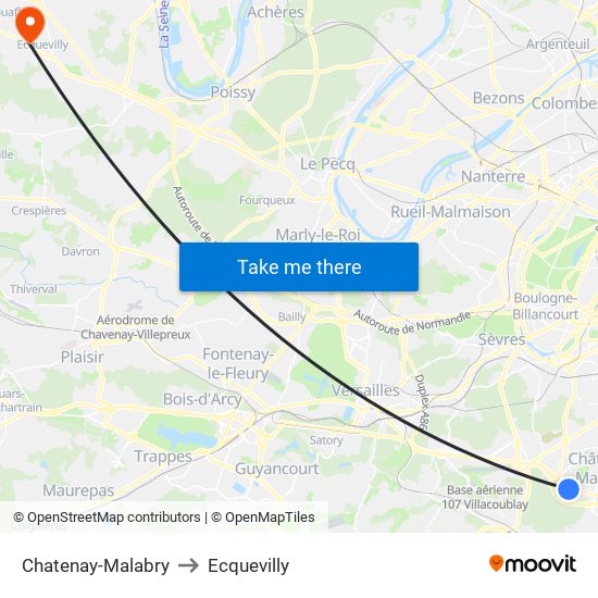 Chatenay-Malabry to Ecquevilly map