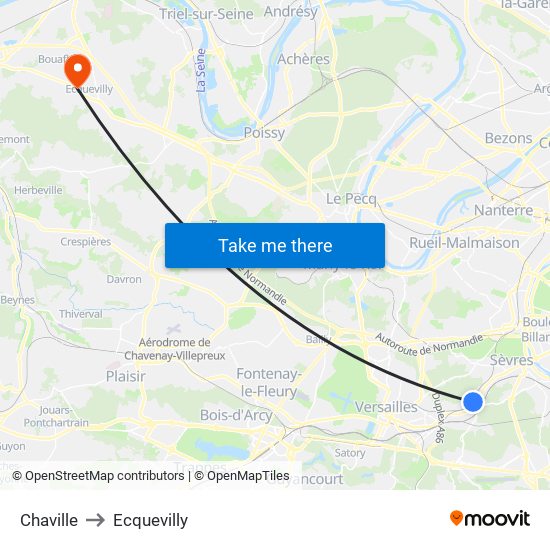 Chaville to Ecquevilly map