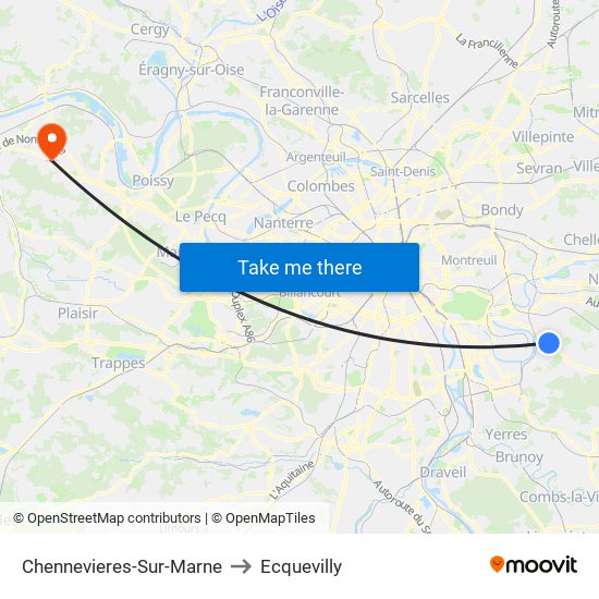 Chennevieres-Sur-Marne to Ecquevilly map