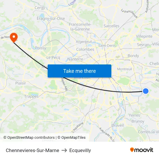 Chennevieres-Sur-Marne to Ecquevilly map