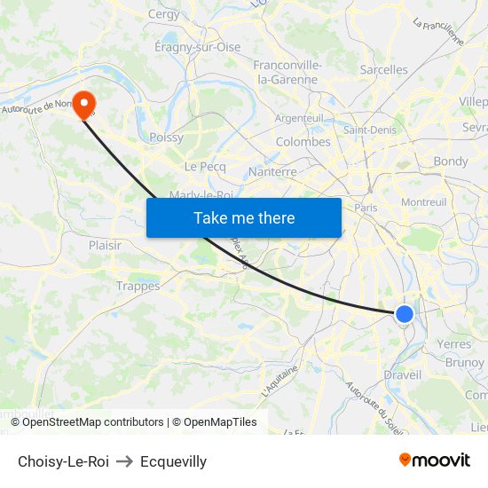 Choisy-Le-Roi to Ecquevilly map