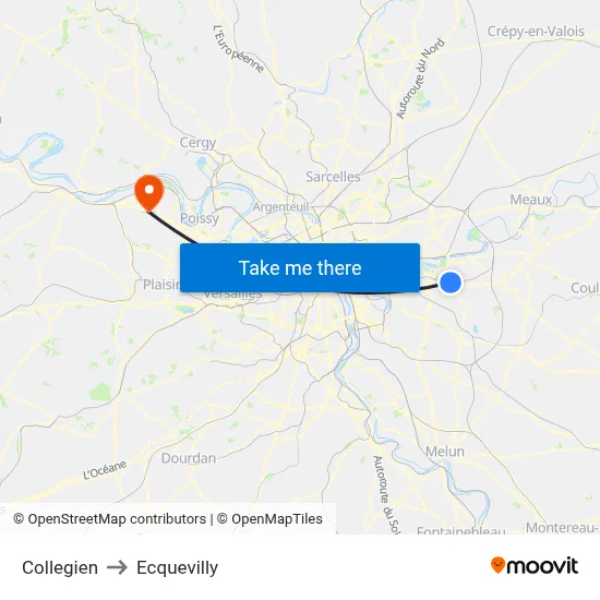 Collegien to Ecquevilly map