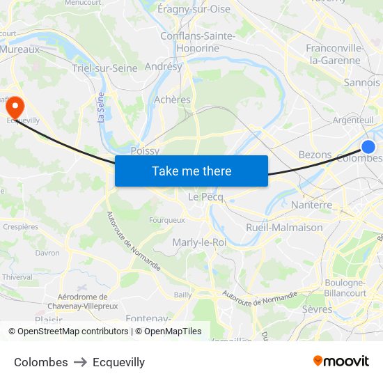 Colombes to Ecquevilly map